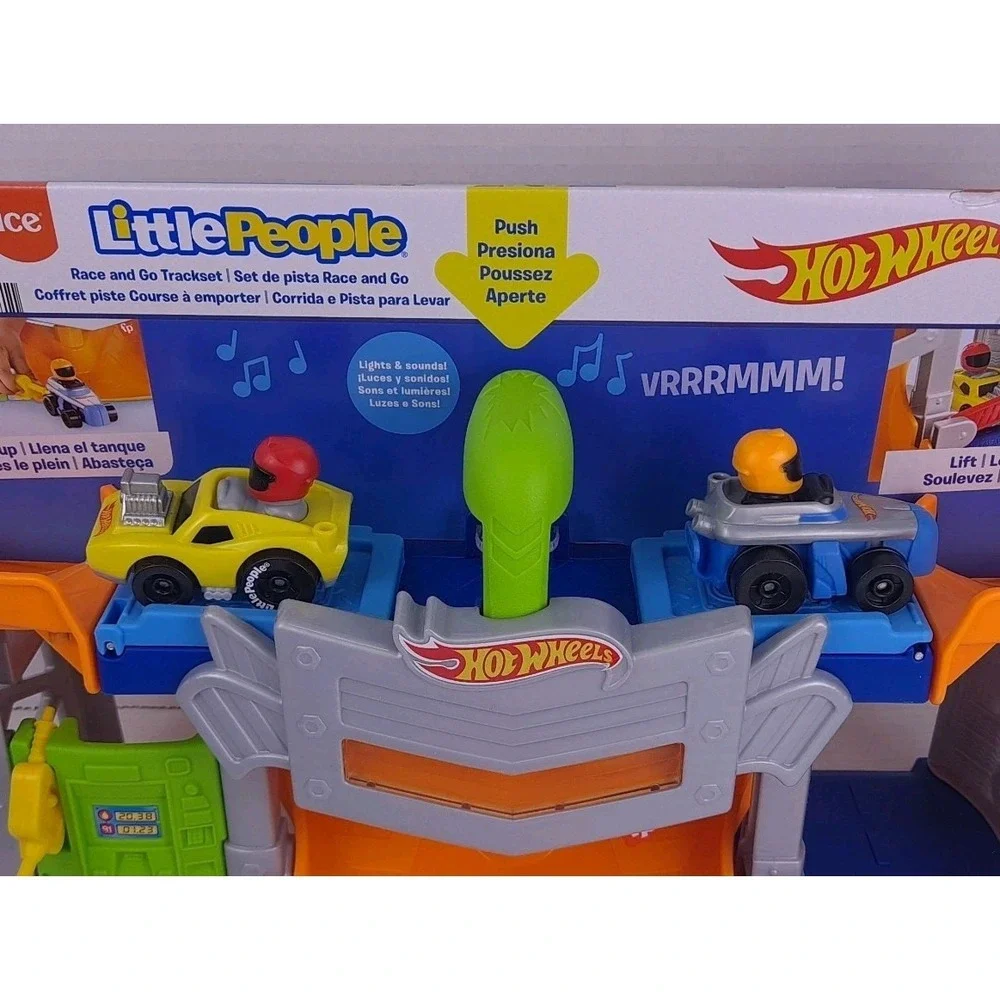 Fisher-Price Little People Hot Wheels‎ Race And Go Trackset Wheelies Fuel Up